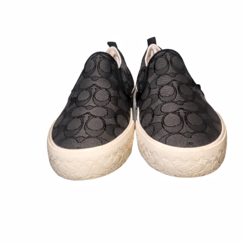 Coach Skate Slip On Sneaker Loafer Signature Jacquard Gray Black Vans - Picture 5 of 9